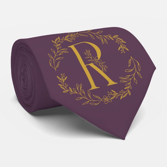 Violet (JTC) Colour Monogrammed Groomsmen Tie (Rolled)