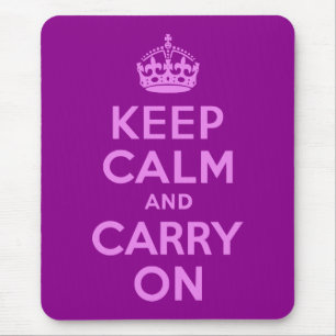 Violet Keep Calm and Carry On Mouse Pad