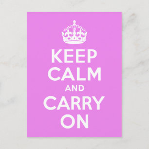 Violet Keep Calm and Carry On Postcard