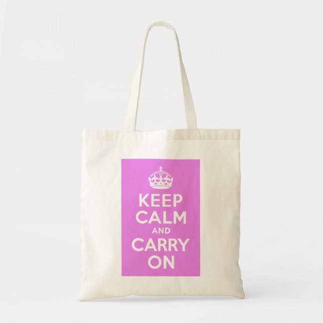 Violet Keep Calm and Carry On Tote Bag (Front)