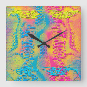 VIOLET LACE - Digital - Fractal Art - Square Wall Clock