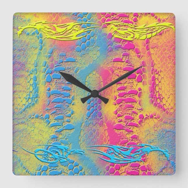VIOLET LACE -  Digital - Fractal Art - Square Wall Clock (Front)