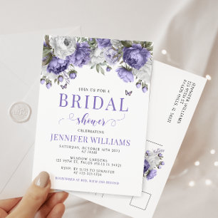 Violet lavender bridal shower budget invitation postcard