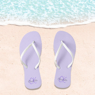 Violet lavender coloured name monogram  thongs