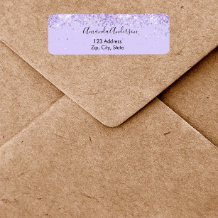 Violet lavender confetti elegant return address return address label