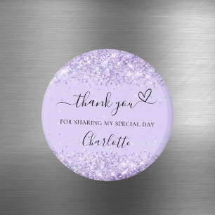 Violet lavender confetti thank you heart magnet