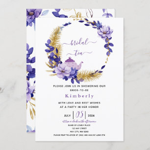 Violet Lavender & GoldFloral Bridal Tea Invitation