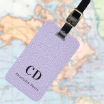 Violet lavender leather monogram name luggage tag<br><div class="desc">Violet,  lavender coloured faux leather print as background. Personalise and add your monogram letters and full name on the front. Your contact information on the back.  Black text.</div>