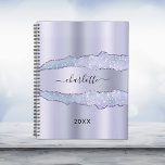 Violet lavender metal agate marble name 2024 planner<br><div class="desc">Violet,  lavender colored faux metal and agate,  marble stone print as background.  Personalize and add your name. The name is written with a modern hand lettered style script.</div>