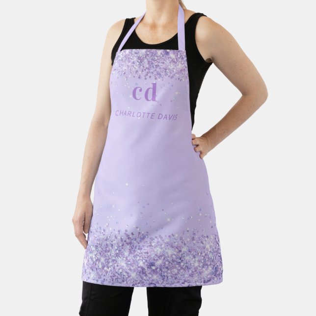 Violet lavender monogram initials apron (Insitu)