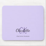 Violet lavender monogram initials name mouse pad<br><div class="desc">A chic violet,  lavender colored background. Personalize and add your first name,  monogram initials,  letters and full name.</div>