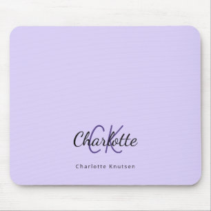 Violet lavender monogram initials name mouse pad