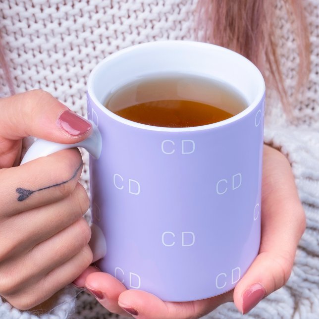 Violet lavender monogram initials pattern coffee mug (Creator Uploaded)