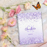 Violet lavender name monogrammed 2025 planner<br><div class="desc">Violet,  lavender and white gradient background decorated with confetti. Personalise and add your first name,  monogram initials and year.</div>