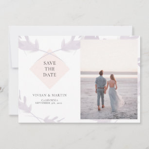Violet Lavender & Peach Photo Save The Date Invitation