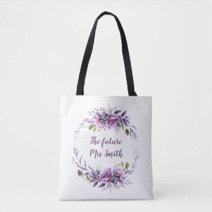 Violet Lavender Purple Floral Future Mrs. Bridal   Tote Bag