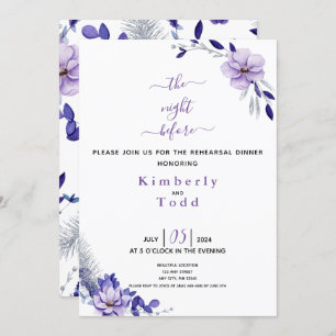 Violet Lavender & Silver Floral Rehearsal Dinner I Invitation