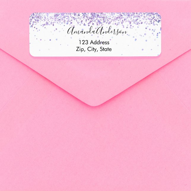 Violet lavender white confetti return address label (Creator Uploaded)