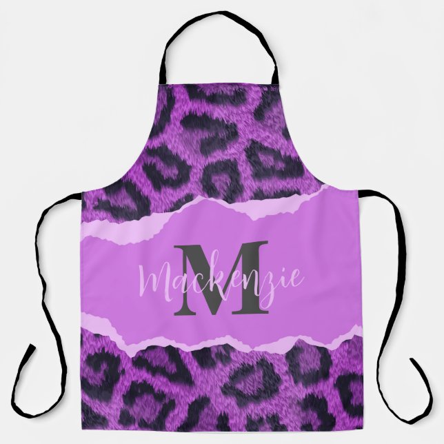 Violet Leopard Print Apron (Front)