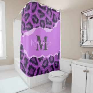 Violet Leopard Print Shower Curtain