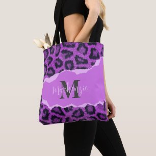 Violet Leopard Print Tote Bag