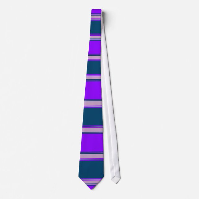 Violet Lilac and Indigo Horizontally-Striped Tie (Front)