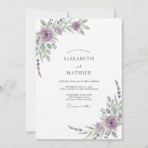 Violet Lilac Foliage Eucalyptus Wedding Invitation