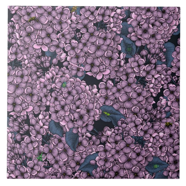 Violet Lilac garden Ceramic Tile (Front)