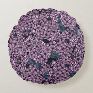 Violet Lilac garden Round Cushion