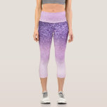 Violet Lilac Pastel Purple Triple Glitter Ombre Capri Leggings<br><div class="desc">This girly and chic design is perfect for the girly girl. It depicts faux printed sparkly triple sparkly glitter ombre gradient of violet purple, lilac purple, and pastel purple. It's pretty, modern, trendy, and unique. ***IMPORTANT DESIGN NOTE: For any custom design request such as matching product requests, colour changes, placement...</div>