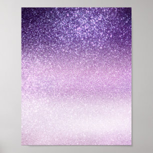 Violet Lilac Pastel Purple Triple Glitter Ombre Poster