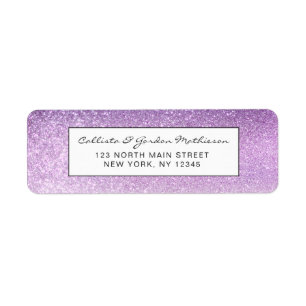 Violet Lilac Pastel Purple Triple Glitter Ombre Return Address Label