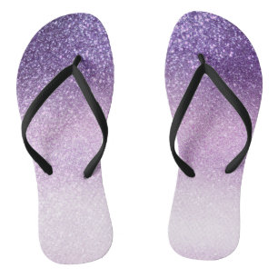 Violet Lilac Pastel Purple Triple Glitter Ombre Thongs