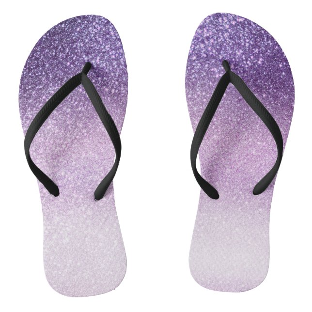 Violet Lilac Pastel Purple Triple Glitter Ombre Thongs (Footbed)