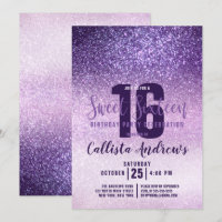 Violet Lilac Purple Triple Glitter Ombre Sweet 16