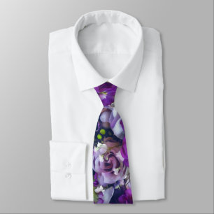 Violet Lilac Rose Flowers Garden Tie