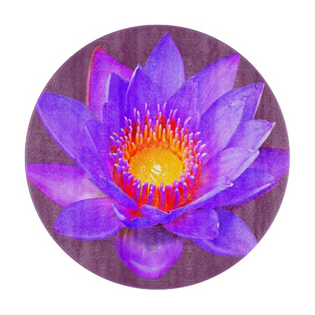 Violet Lotus Flower Cutting Board (Front)