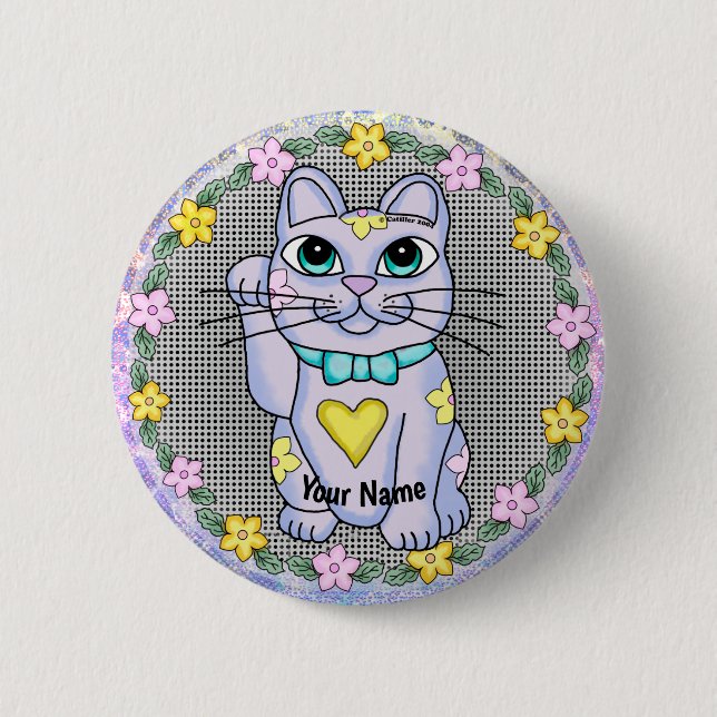 Violet Lucky Cat  pin (Front)