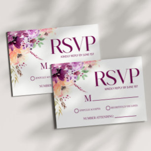Violet Magenta Purple Elegant Wedding RSVP Card