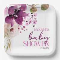 Violet Magenta Purple Floral Baby Shower