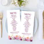 Violet Magenta Purple Floral Flowers Wedding Food Menu<br><div class="desc">This is a Violet Magenta Purple Floral Flowers Wedding Food Menu.</div>