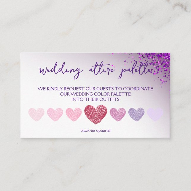 Violet Magenta QR Code Wedding Attire Dress Code Enclosure Card (Front)