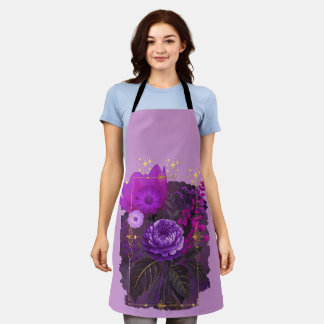 Violet Magical Floral Bouquet in Golden Frame Apron