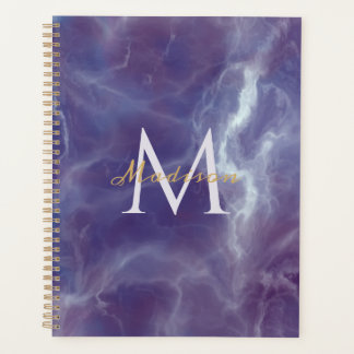 Violet Marble Custom Monogram Name Planner
