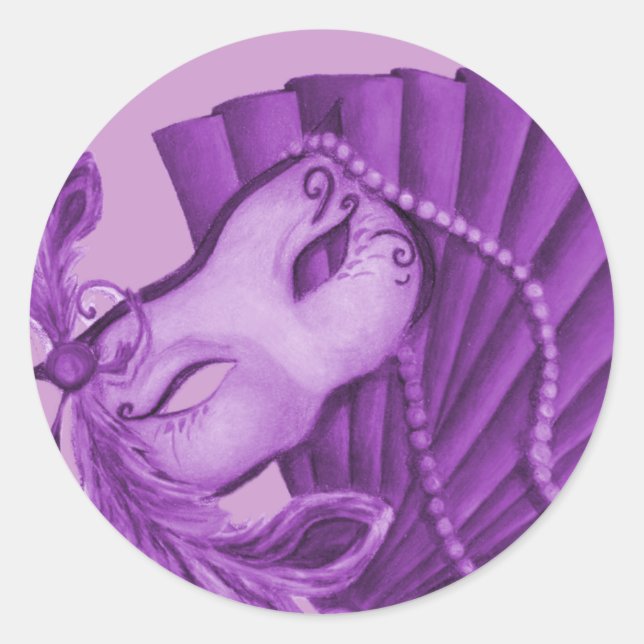 Violet Masquerade Classic Round Sticker (Front)