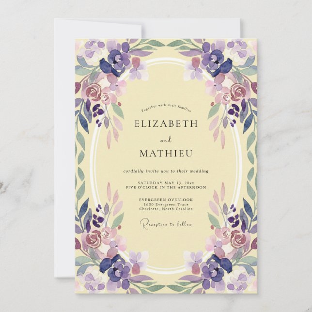 Violet Mauve Vine Wedding Invitation (Front)