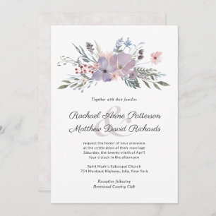 Violet Meadow Watercolor Wedding Invitation