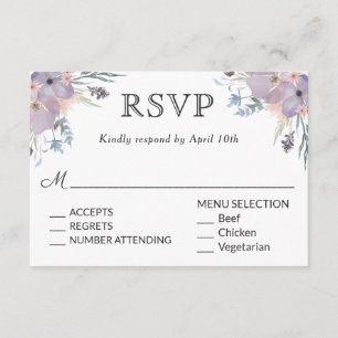Violet Meadow Wedding RSVP with Menu Choices