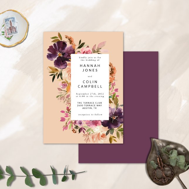 Violet Meadows Modern Fall Floral Invitation (Creator Uploaded)