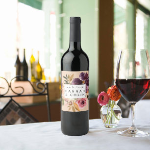 Violet Meadows Modern Fall Floral Wine Label